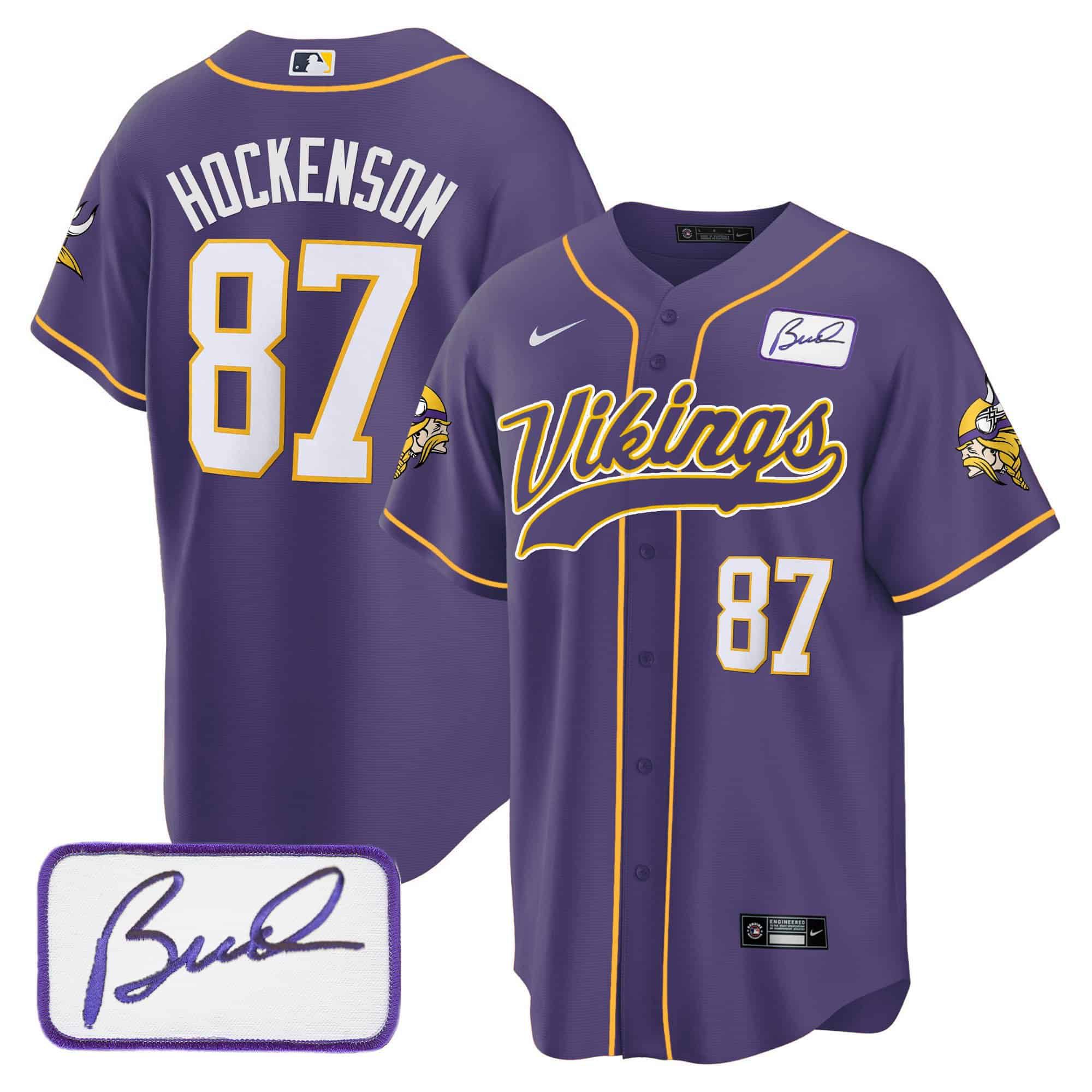 Men Minnesota Vikings #87 Hockenson Purple 2024 Nike Bud Grant Patch Classic Baseball NFL Jersey style 1->indianapolis colts->NFL Jersey